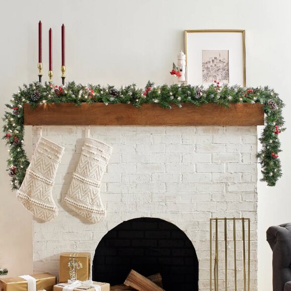 NIB National Tree Company 9 ft. Frosted Berry Garland with Clear Lights - Picture 3 of 5